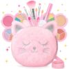 17Pcs Kids Real Makeup Kit for Girls Age 3-10 wih Fluffy Purse Cat