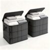 180L XXL Foldable Fabric Storage Bin with Zipper Lid & Reinforced Handles, Large Clothes Storage Organizer Container for Bedding, Blankets, Sweaters, Closet Storage & Moving Supplies (2)