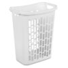 1.8 Bushel Rectangular Laundry Hamper, Slim White Plastic with Handles