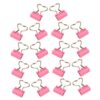 18pcs Pink Metal Heart-Shaped Binder Clips Mini Foldback Paper Clips