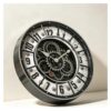 18" Steampunk Moving Gears Wall Clock, Antique Metal Clock for Living Room(Industrial Metal Silver-White)