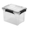 19 Quart Waterproof Clear Plastic Gasket Storage Bin, Black