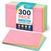 1InTheOffice 3x5 Ruled Index Cards, Assorted Pastel Colors, 300 Pack