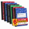 1InTheOffice College Ruled Composition Notebook, Hard Cover Notebook, Marble Composition Notebook, 7.5" x 9.75", 100 Sheets, Assorted colors, 6 Pack