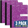 1InTheOffice Composition Notebook Wide Ruled, Wide Ruled Notebook, Marble Notebook, 7 1/2" x 9 3/4", 100 Sheets/Pack, Purple, 2 Pack