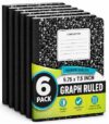 1InTheOffice Graph Paper Composition Notebook, Graph Ruled notebook, Quad Ruled Composition Notebook, 9.75" x 7.5", Black, 6 Pack