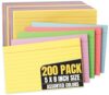 1InTheOffice Index Cards 5x8, Index Cards Colored, Colored Note Cards, Ruled, Assorted Colors, 200/Pack