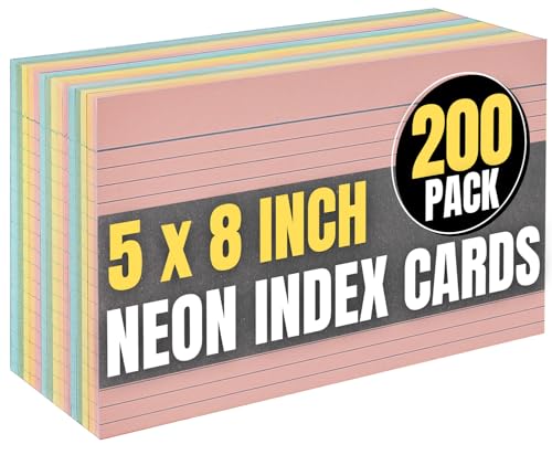 1InTheOffice Index Cards 5 x 8 Ruled Colored, Assorted 200/Pack