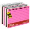 1InTheOffice Spiral Index Cards 3x5, Ruled Neon Flashcards Notecards with Ring, Assorted Colors, 50 Cards/Pack (4 Pack)