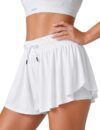 1 or 3 Pack Women’s Flowy Athletic Shorts – 2-in-1 Butterfly Running Shorts with Built-in Spandex Liner, Casual Workout Gym (White, Medium)