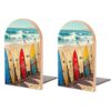 1 Pair Wood California Surfboards Book Ends with Metal Base for Shelf