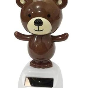 1Pc Brown Solar Dancing Bear Decor,Bobbling Head Bear Decors,Solar Powered Dancing Figurine Car Dashboard Decor,Shaking Head Dolls Solar Power Kits