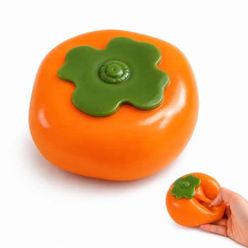 1PC Persimmon Shaped Squishy Toy, Coconut Oil Filled No Rebound Soft Squeeze Stress Toy, Sensory Fidget Decompression Toy for Anxiety Relief, Cute Fruit Calming Toy for Teenager Adults
