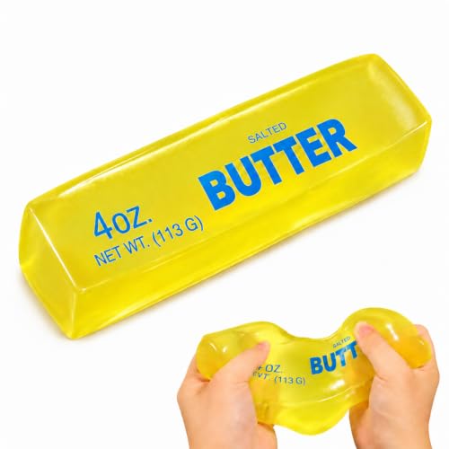 1PC Soft Butter Stress Relief Squishy Toy with No Rebound, Jelly Texture Squeeze Fidget Toy for Adults, Stretchable Salted Butter Desk Toy for Anxiety Relief Office Relaxation Gifts