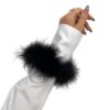 1 Piece Ostrich Feather Wrist Cuff, Fluffy Feather Bracelet for Costume Wedding Party Stage Decoration (Black)