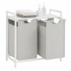 2-Compartment Laundry Sorter Hamper with Top Storage Shelf, White