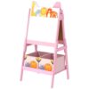 2-in-1 Kids Art Easel Blackboard Whiteboard Pink Storage Boxes