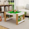 2-in-1 Play Table Set with 2 Chairs, Brick Base and Whiteboard Top