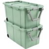 (2-Pack) 160-Quart Extra Large Plastic Storage Totes with Wheels, Green