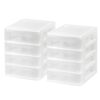 2-Pack Compact 4-Drawer Desktop Organizer, Clear Drawers, Stackable, White, 8.38" x 6.75" x 8.88"