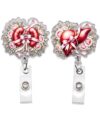2-Pack Floral Anatomy Organ Retractable Badge Reel for Nurse, Set D