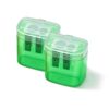 2-Pack Pencil Sharpeners with Lid, 2-Hole Manual Sharpener for Standard & Colored Pencils, Mess-Free Design Keeps Shavings Contained—Ideal for School, Home Office & Art Supplies (Green -2Pcs)