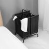 2-Tier Laundry Hamper 110L Oxford Sorter Lid Sorting Cards Black