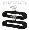 20-Pack Non-Slip Velvet Slim Hangers, Space-Saving Closet Organizers w/ 360° Swivel Metal Hooks, Shoulder Notches & Velvet Pants Bar + 10 Connector Hooks - Color: Black