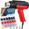 2000W Heat Gun Kit with 300PCS 10–26 AWG Solder Seal Wire Connectors & Waterproof Heat Shrink Tubing, 2 Temperature Max 1202℉ Compact Hot Air Gun with 4 Nozzles for Automotive, Marine & Wiring Repair