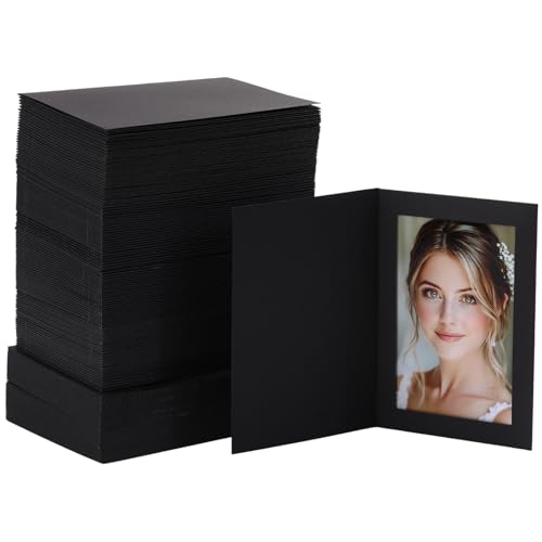 200 Pack 4x6 Black Paper Photo Frame Cards with Envelopes, Bulk Blank Cardboard Picture Frame Insert Notecards, DIY Craft Photo Cards for Halloween Thanksgiving Birthday Classroom Decor