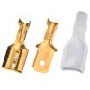 200 Pcs Female Spade Connectors Kit, Gold 6.3 mm Disconnect Terminals with Insulating Sleeves, Cold Press Wire Crimp Connector for AWG 20-14 0.5-2.5 mm² Electrical Wiring, Automotive Audio