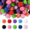 200 Pcs Glitter Pom Pom Balls, 0.59" Puff Balls for Crafts