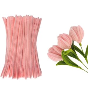 200pcs Pink Pipe Cleaners Bulk Chenille Stems Thick pipecleaners Craft Supplies for DIY Flower Art Craft Creative Projects