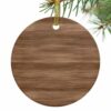 2026 Christmas Ornaments, Brown Wooden Board Round 3" Ceramic Christmas Ornaments for Friend, Simple Vintage Country Wood Grain Double-Side Ornament Xmas Decorations