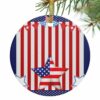 2026 Christmas Ornaments, Independence Day Round 3" Ceramic Christmas Ornaments for Friend, American Flag Patriotic Star Red Striped Double-Side Ornament Xmas Decorations