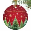 2026 Christmas Ornaments, Red Christmas Round 3" Ceramic Christmas Ornaments for Friend, Winter Xmas Trees Snowflake Holiday Double-Side Ornament Xmas Decorations