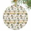 2026 Christmas Ornaments, Tropical Plants Round 3" Ceramic Christmas Ornaments for Friend, Summer Watercolors Palm Trees Retro Double-Side Ornament Xmas Decorations