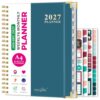 2027 A4 Large Weekly & Monthly Planner, 8.5"x11", Jan 2027 - Dec 2027 Calendar with 12 Monthly Tabs, 4 Stickers & Inner Pocket, Spiral Agenda Book for Office School Supplies