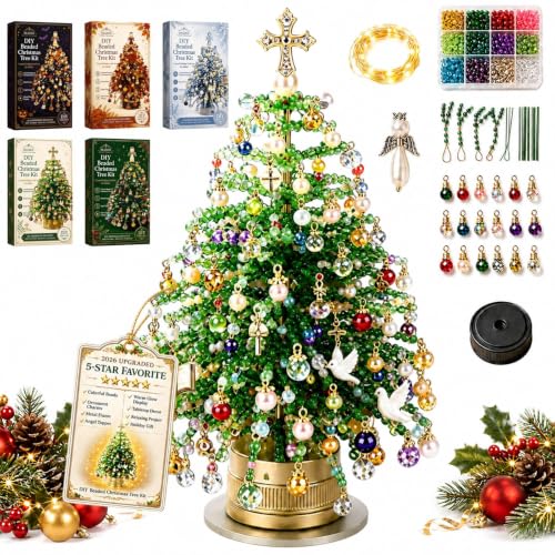 2027 DIY Beaded Christmas Tree Kit for Adults, 3D Crystal Bead Mini Tabletop Xmas Tree Craft Set, Handmade Sparkling Holiday Desk Decoration,Unique Christmas Gift for Craft Lovers Home Decor & Gift