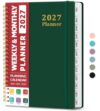 2027 Planner, Weekly and Monthly Calendar Planner, January 2027 - December 2027, Hardcover 2027 Calendar Book with Tabs For Women & Men, Inner Pocket, Spiral Bound, Perfect for Office Home School Supplies, A5 (6.3" x 8.5"), Dark Green