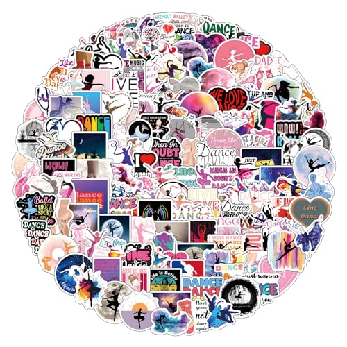 206Pcs Ballet Dance Stickers Pack,Vinyl Waterproof Sticker Decals for Water Bottle,Laptop,Phone,Skateboard,Scrapbooking,Bumper Decor for Fans for Party Supply