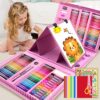 208 PCS Art Supplies Kit for Kids Girls Boys Ages 6-12, Drawing Set with Trifold Easel, Includes Coloring Book, Scissors, Sticker, Origami Paper Crayons, Markers, Colored Pencils, Watercolors