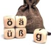 20MM Letter Game Dice Set, 5Pcs Lowercase German Alphabets Wooden Dices