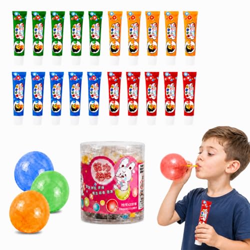 20 Pack Blow Plastic Bubbles Tubes for Kids – Magic Bubble Balloon Toys, 90s Nostalgia Blowing Bubble Ball Kit for Party Favors, Gifts, Outdoor Play & Craft Fun