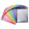 20 Pack Dry Erase Pockets with Loops, 10 x 14 Inch Ticket Holders | Clear Plastic Sleeves for Teachers & Classroom Use, 10 Assorted Colors