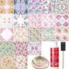 20 Pack Floral Decoupage Napkins with 4FL OZ Gloss Glue & Foam Brush
