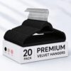 20 Pack Velvet Hangers, Non-Slip with 360° Swivel Hooks & Tie Racks Black