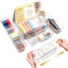 20 PCS Expandable Clear Drawer Organizers, 3-Size Extendable Drawer Dividers, Expanding Plastic Storage Box Arcrylic Storage Bins for Makeup Vanity Drawer Dresser Kitchen Utensils DIY Office Desk
