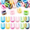 20Pcs Iridescent Large Letter Beads 3D Alphabet Beads for Jewelry Making