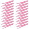 20pcs Plastic Tweezers for Bead Picking and Jewelry Crafts Pink
